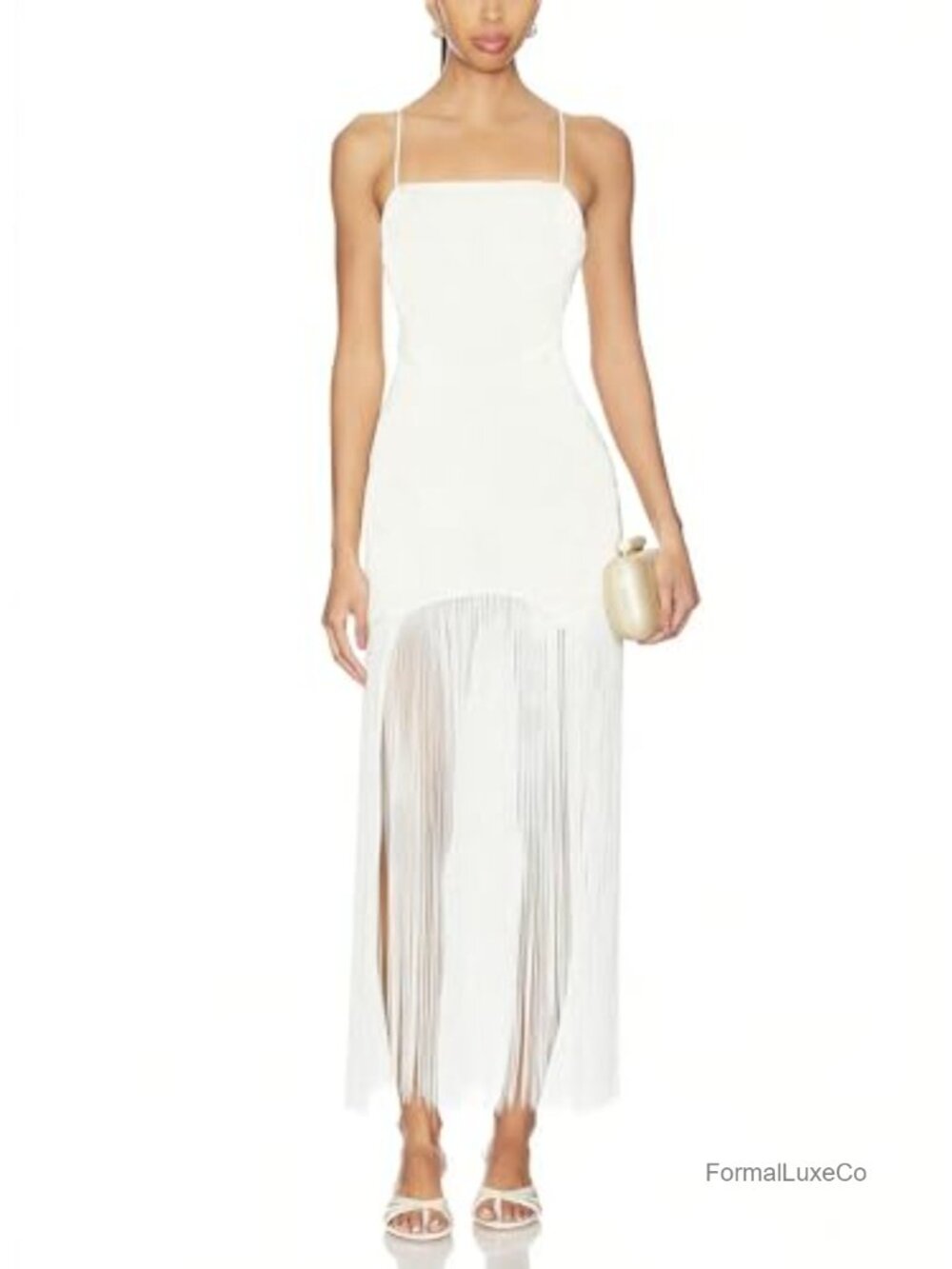 Fringe Gatsby Club Maxi Dress Spaghetti Strap Tassel Prom Gown